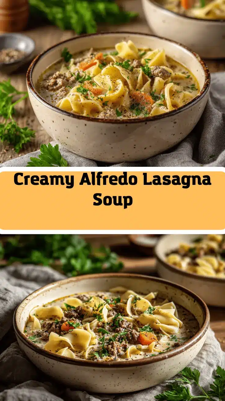 creamy Alfredo lasagna soup recipe