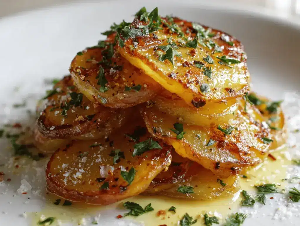 crispy garlic butter potatoes - featured image