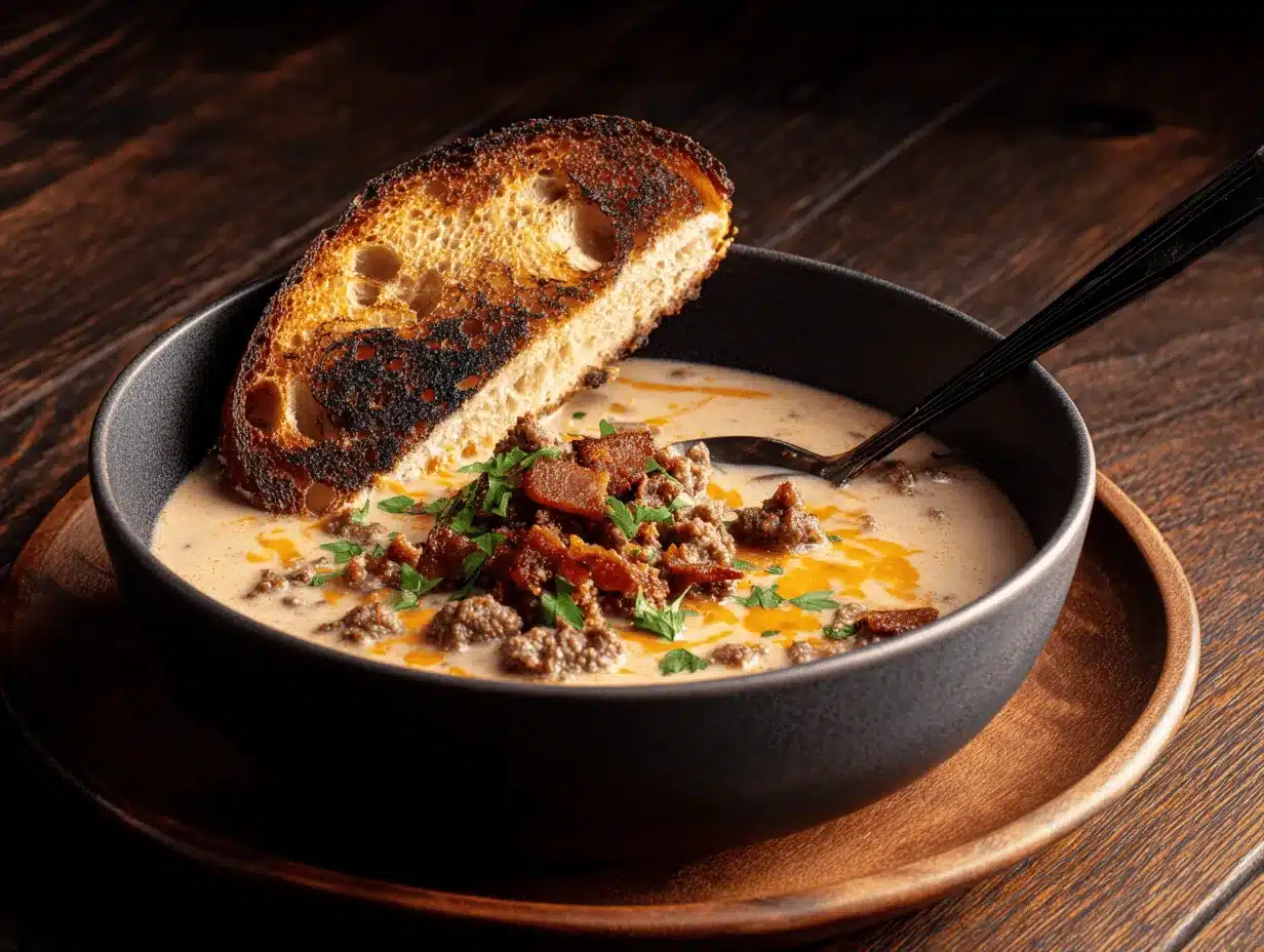 Philly cheesesteak soup preparation steps