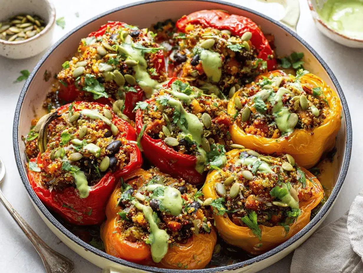quinoa and vegetable stuffed peppers preparation steps